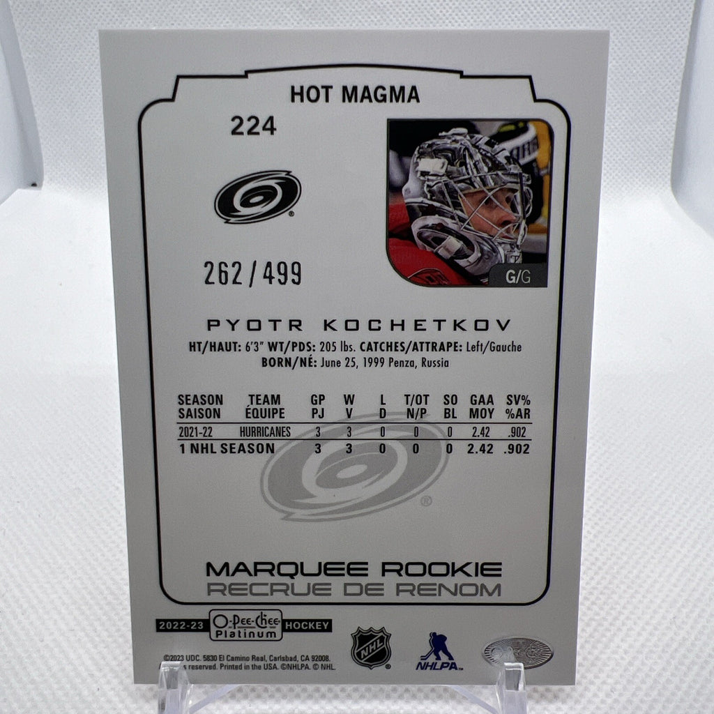 Pyotr Kochetkov 2022-23 O-Pee-Chee Platinum Hot Magma Rookie /499 Hurricanes