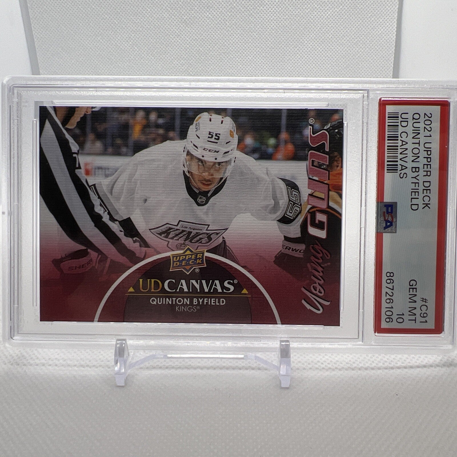 Quinton Byfield 2021-22 Upper Deck Young Guns Canvas LA Kings PSA 10 RC Rookie