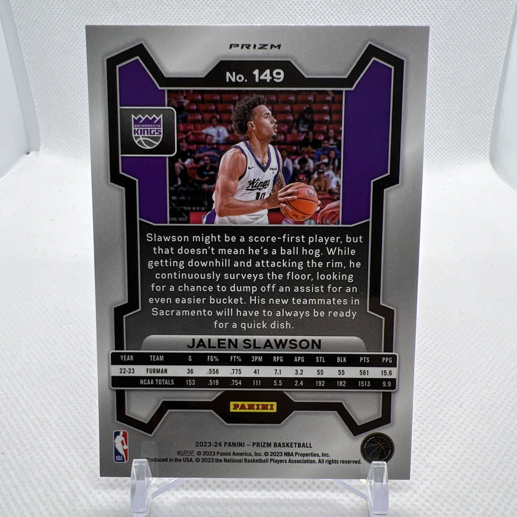 Jalen Slawson 2023-24 Panini Prizm Silver Prizm Rookie RC Sacremento Kings