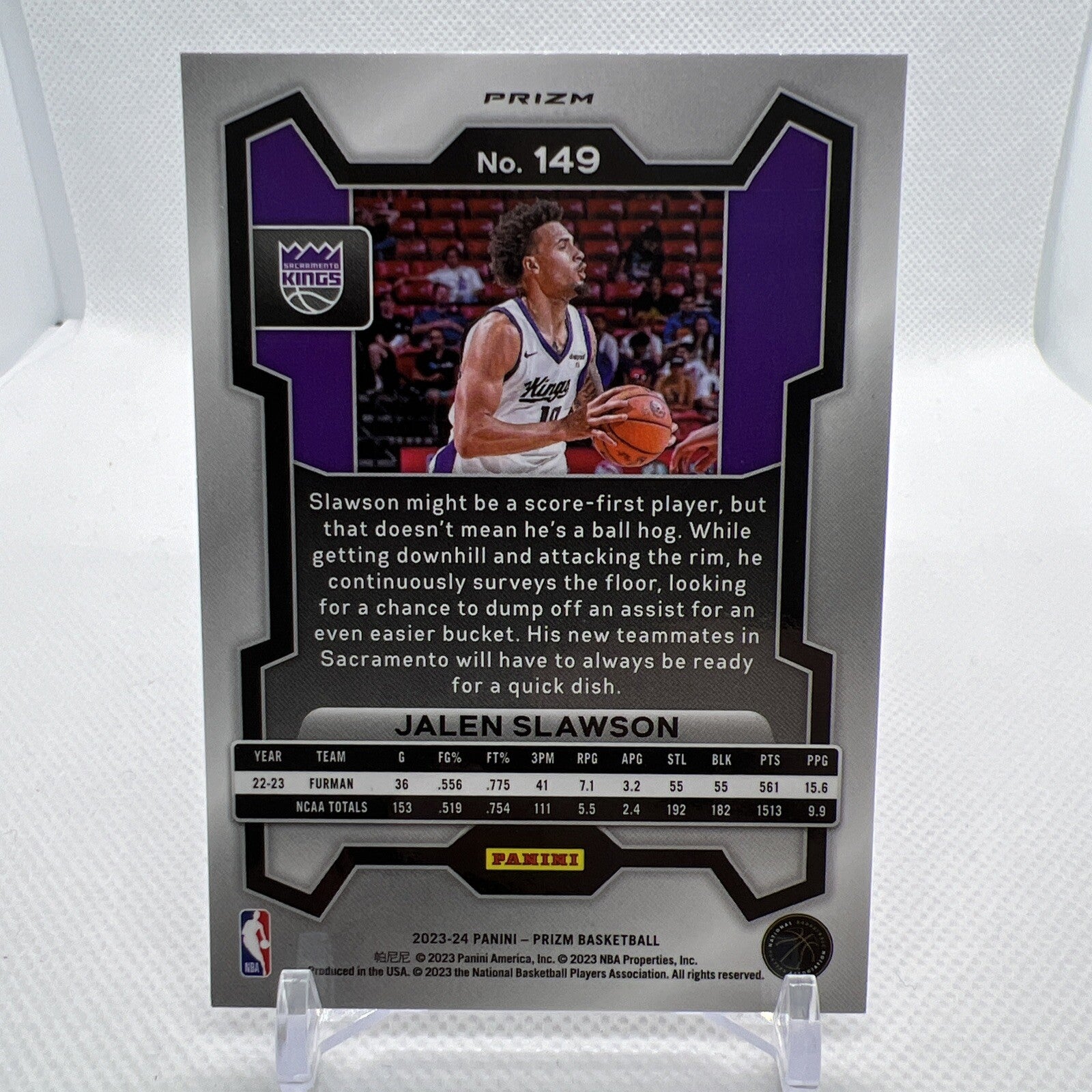 Jalen Slawson 2023-24 Panini Prizm Silver Prizm Rookie RC Sacremento Kings
