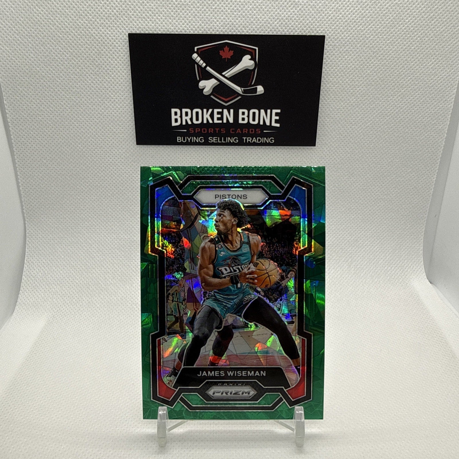 James Wiseman 2023-24 Panini Prizm Green Cracked Ice SSP #86 Pistons