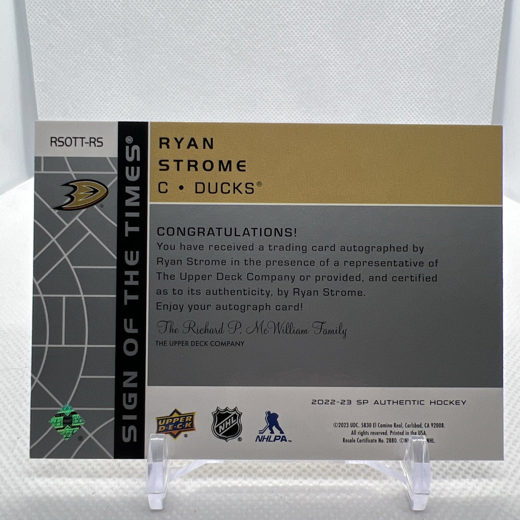 Ryan Strome 2022-23 SP Authentic Retro Sign of the Times Auto Anaheim Ducks