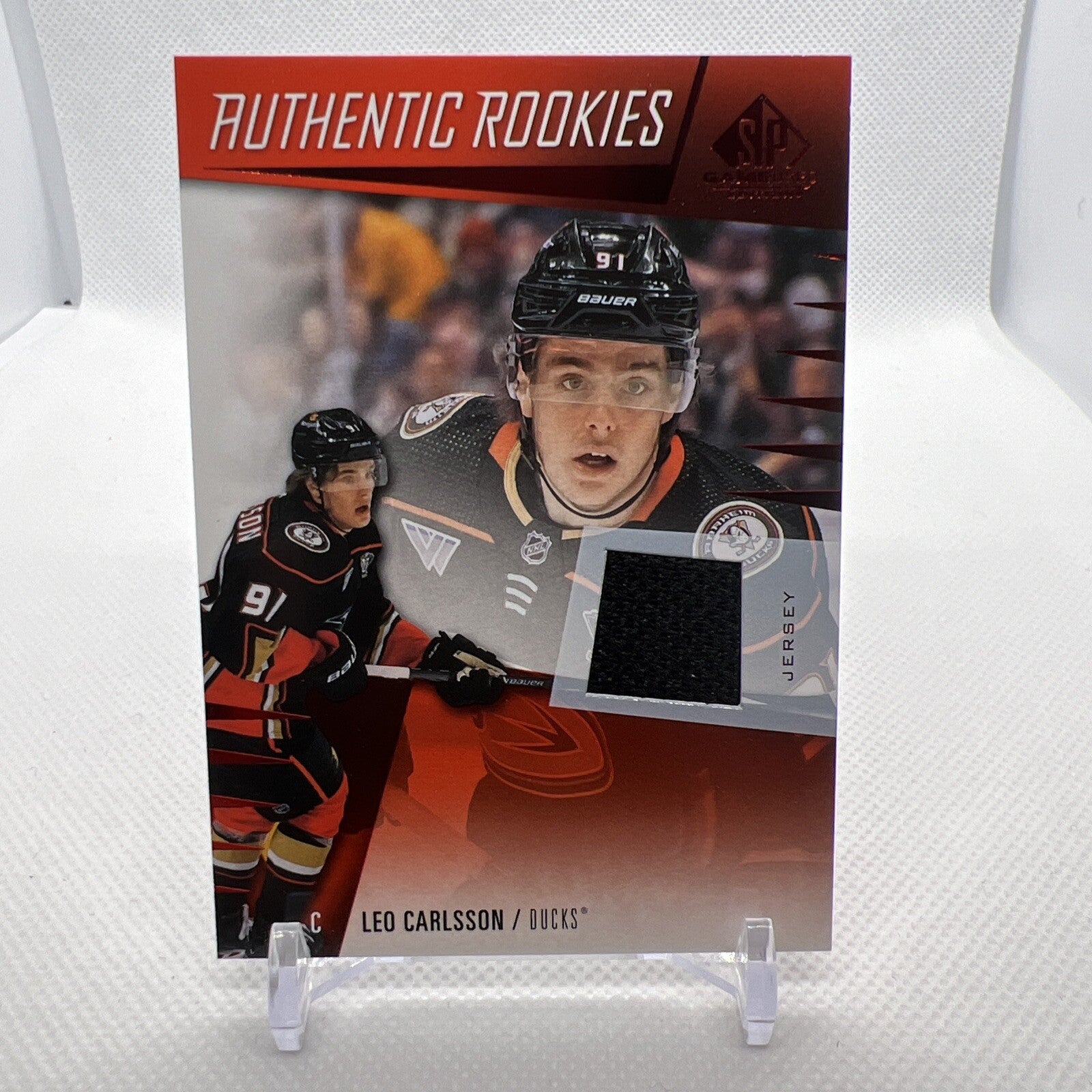 Leo Carlsson 2023-24 SP Game Used Authentic Rookies Jersey Anaheim Ducks