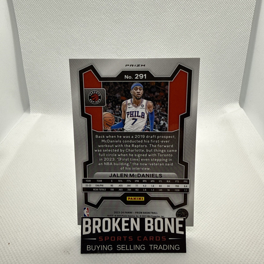 Jalen McDaniels 2023-24 Panini Prizm Green Cracked Ice SSP #291 Raptors