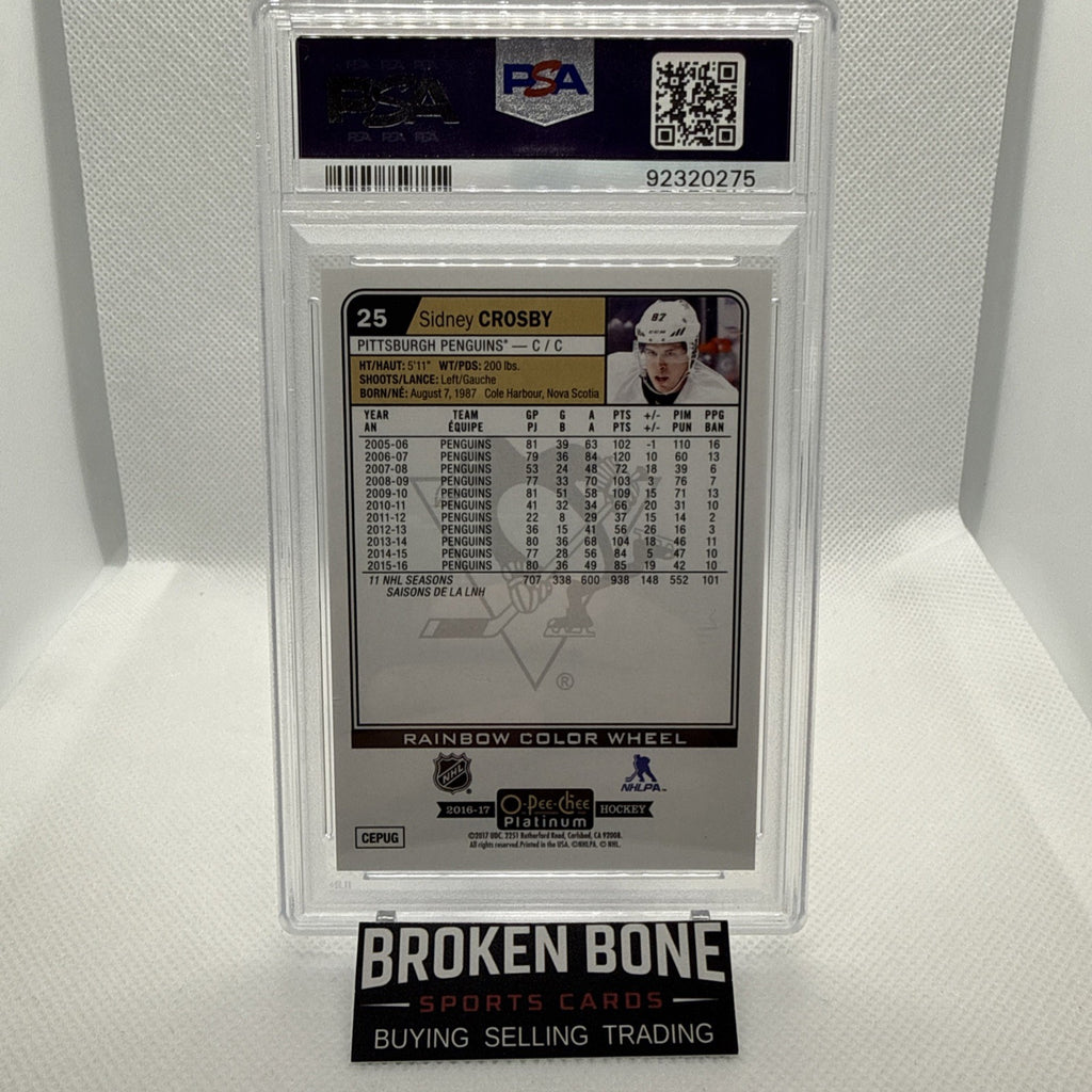 Sidney Crosby 2016 O-Pee-Chee Platinum Rainbow Color Wheel PSA 9 Penguins