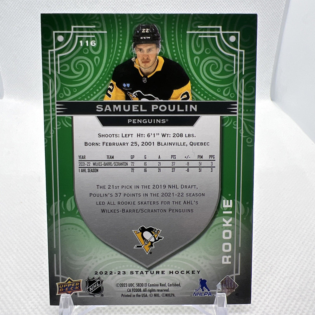 Samuel Poulin 2022-23 Stature Rookie Green /99 Pittsburgh Penguins