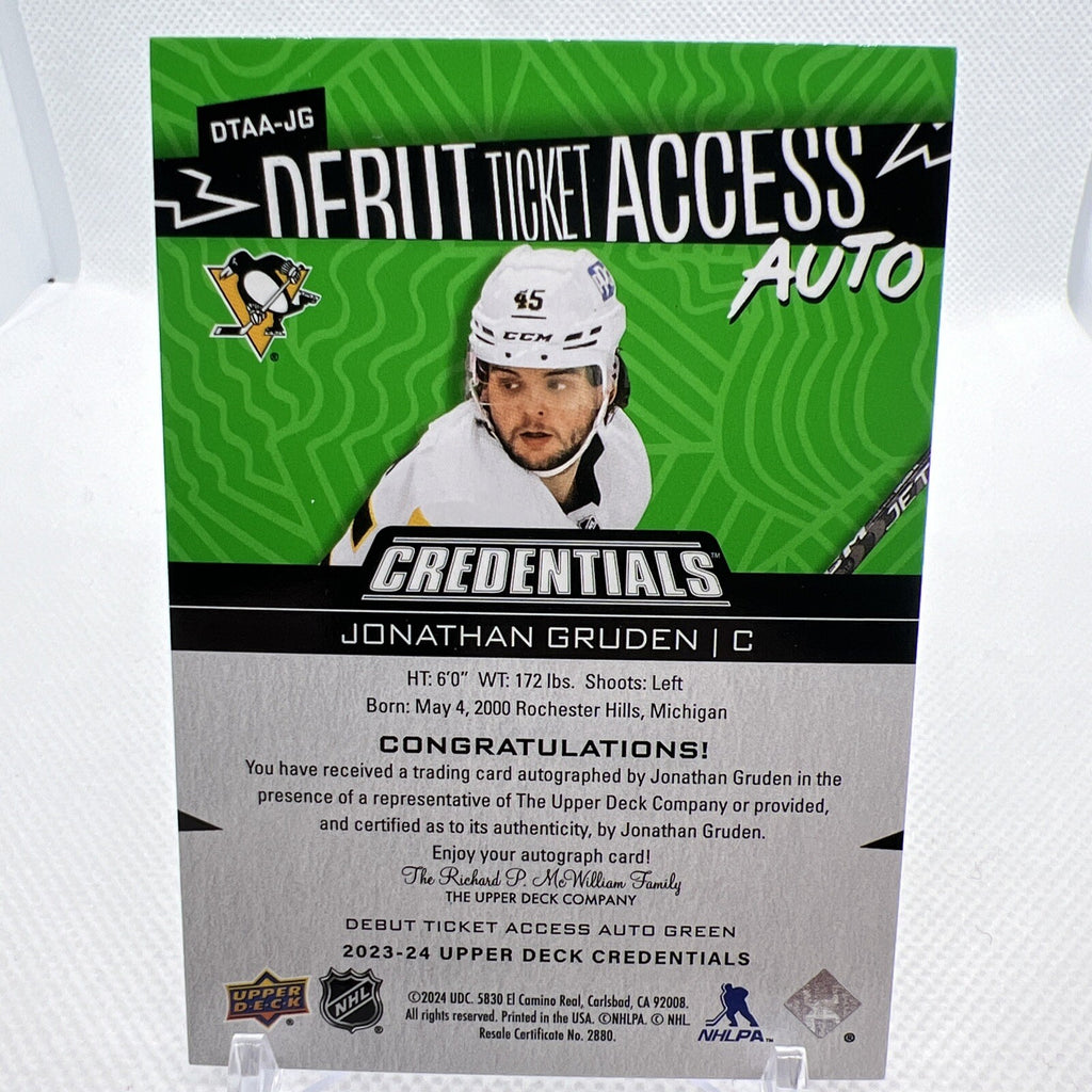 Jonathan Gruden 2023-24 Credentials Debut Ticket Access /25 Pittsburgh Penguins