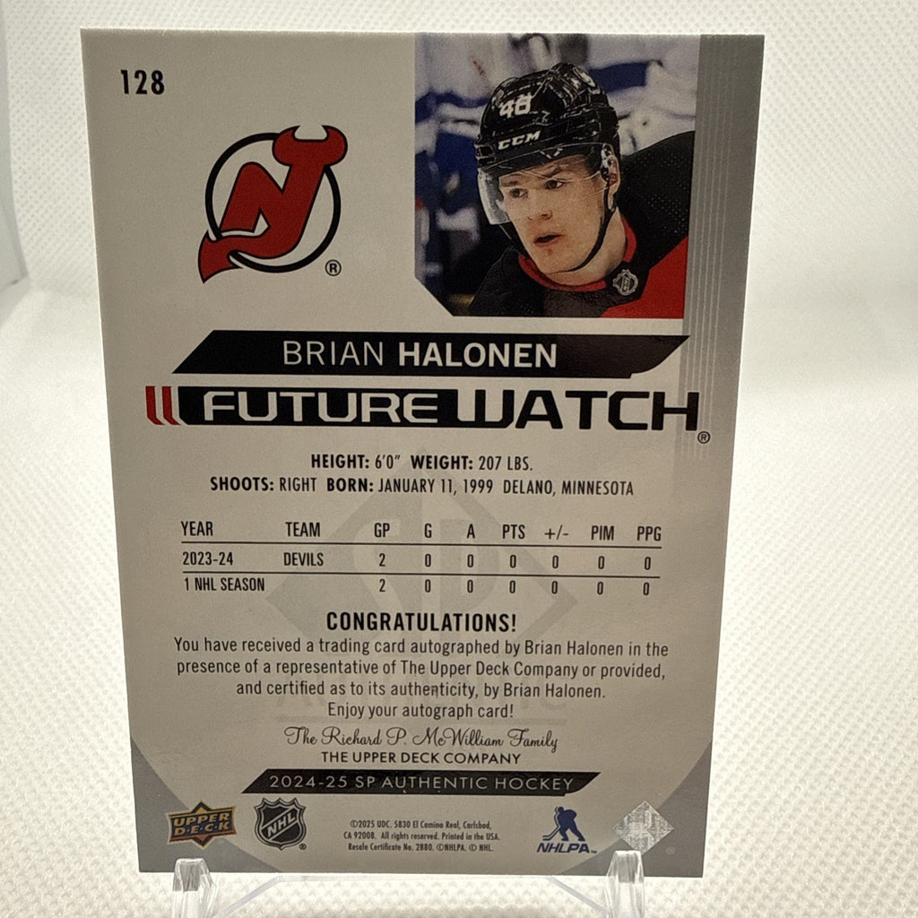 Brian Halonen 2024-25 SP Authentic Future Watch Auto /999 New Jersey Devils