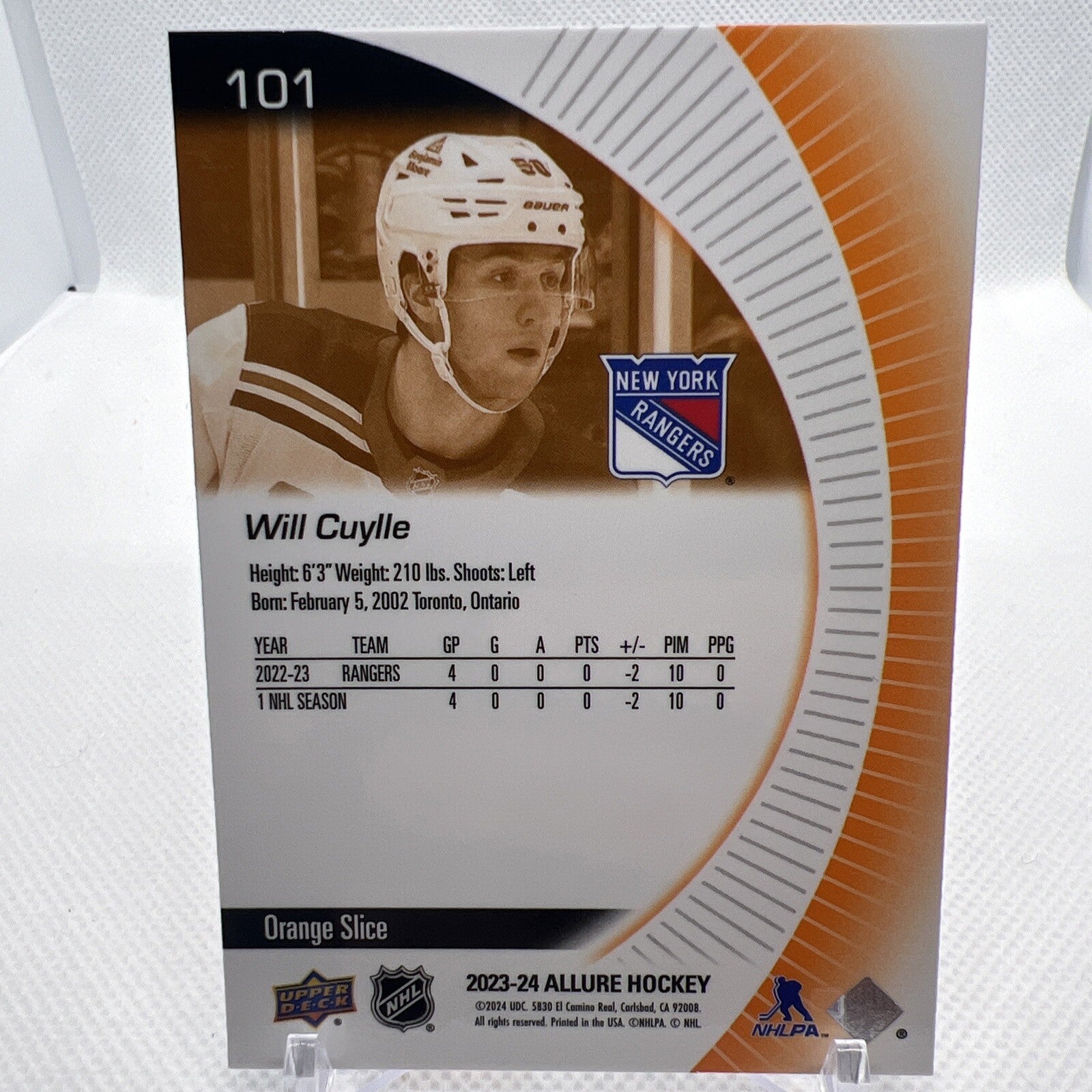 Will Cuylle 2023-24 Allure Orange Slice Rookie New York Rangers