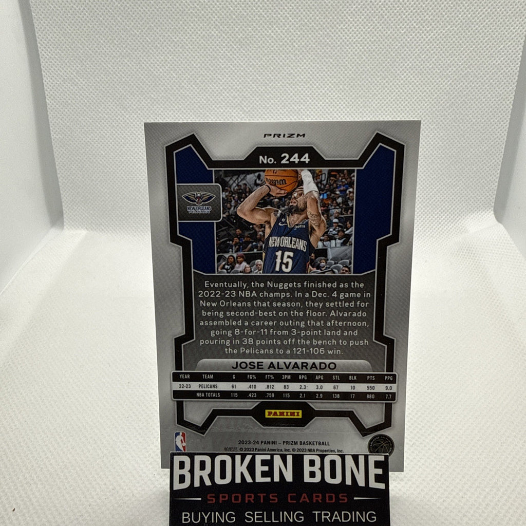 Jose Alvarado 2023-24 Panini Prizm Green Cracked Ice SSP #244 Pelicans