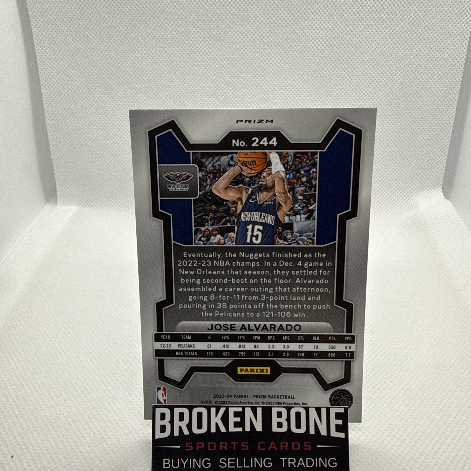 Jose Alvarado 2023-24 Panini Prizm Green Cracked Ice SSP #244 Pelicans