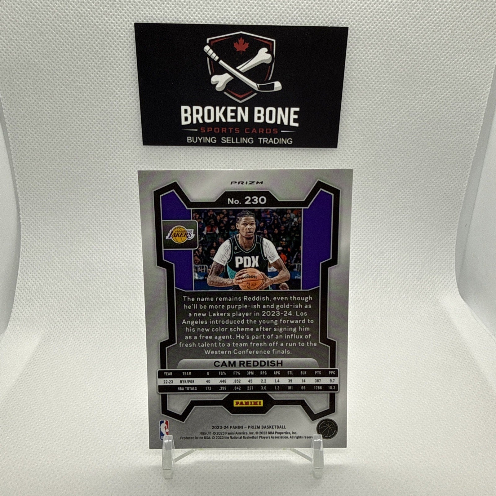 Cam Reddish 2023-24 Panini Prizm Silver Prizm #230 Lakers