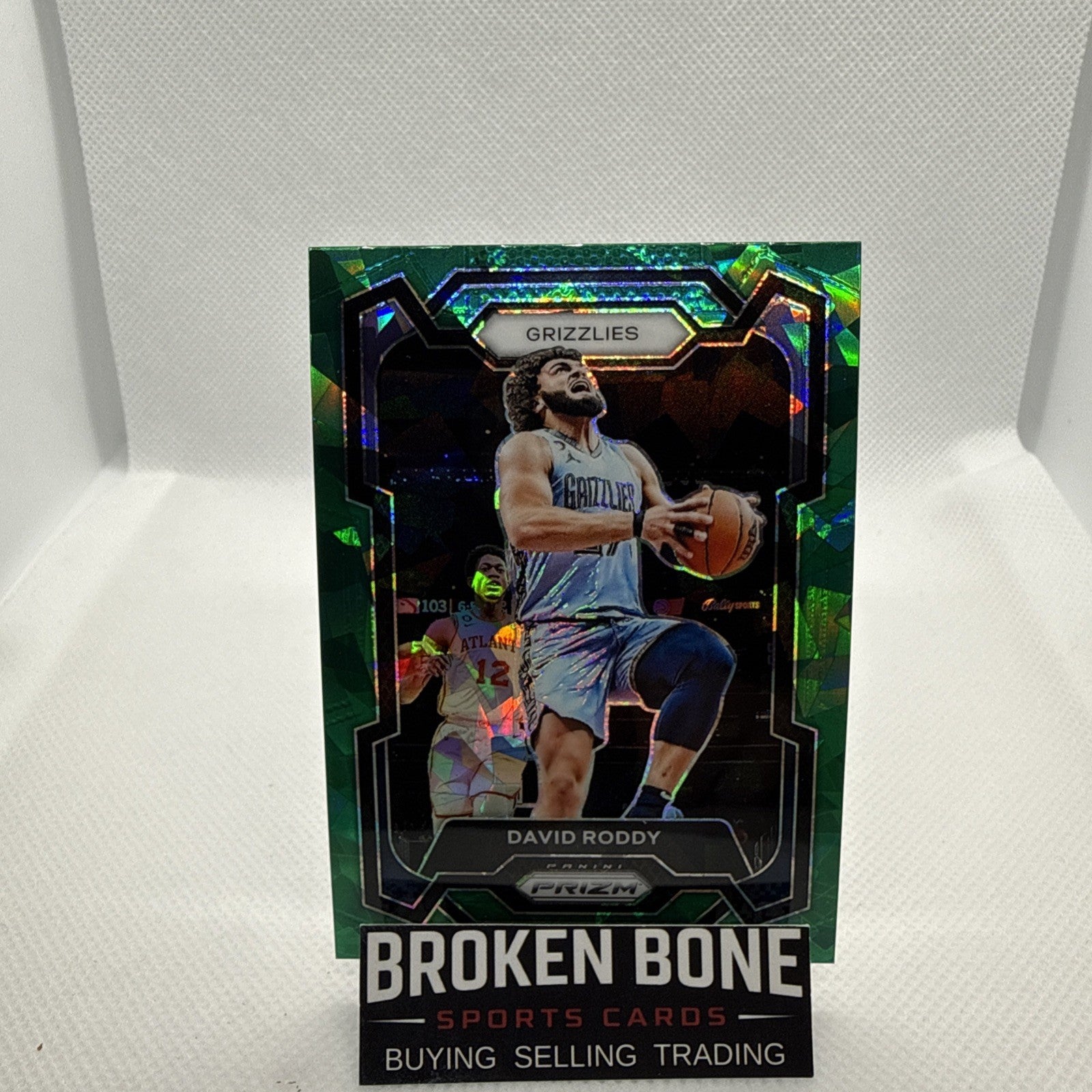 David Roddy 2023-24 Panini Prizm Green Cracked Ice SSP #267 Grizzlies