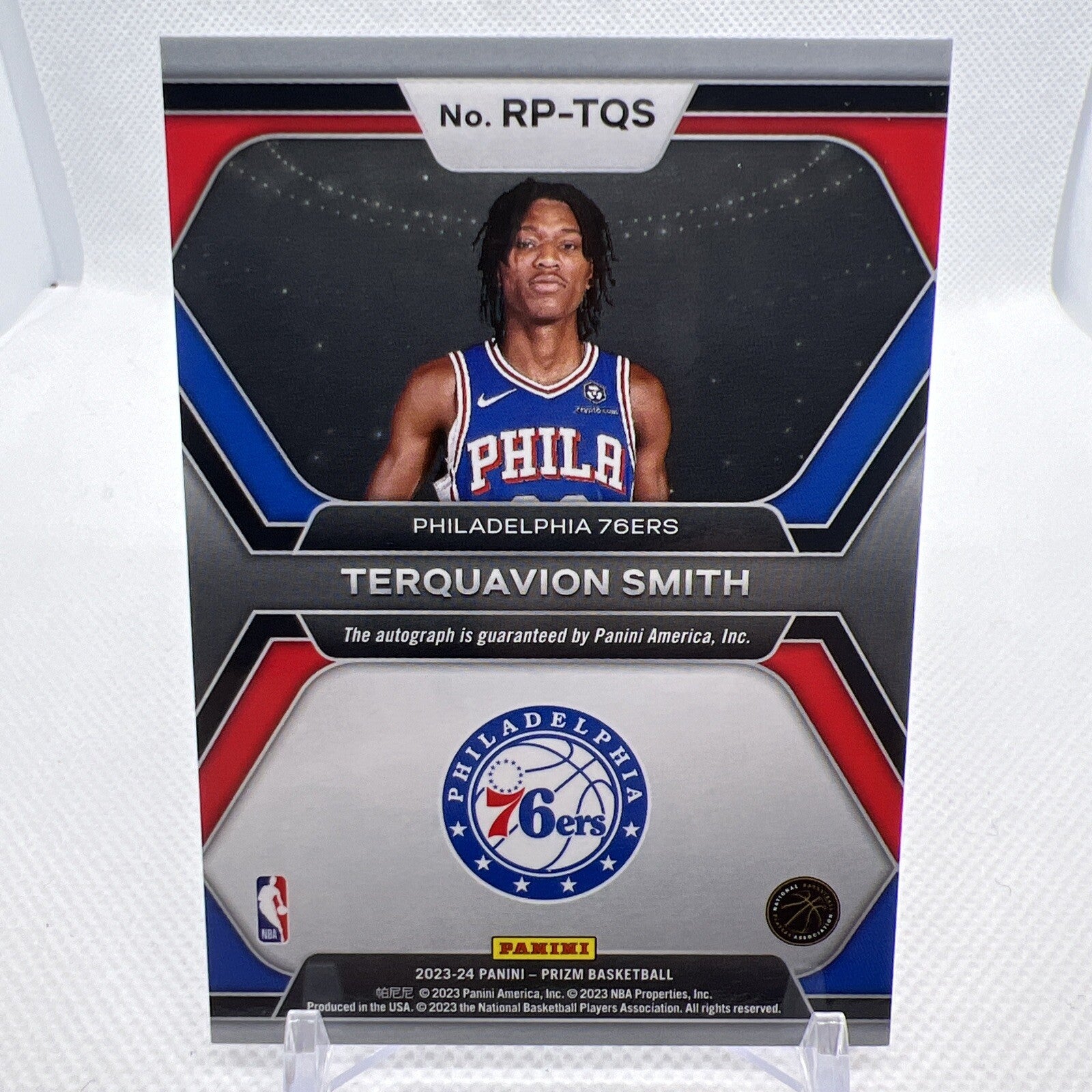 Terquavion Smith 2023-24 Panini Prizm Rookie Penmanship Philadelphia 76'ers