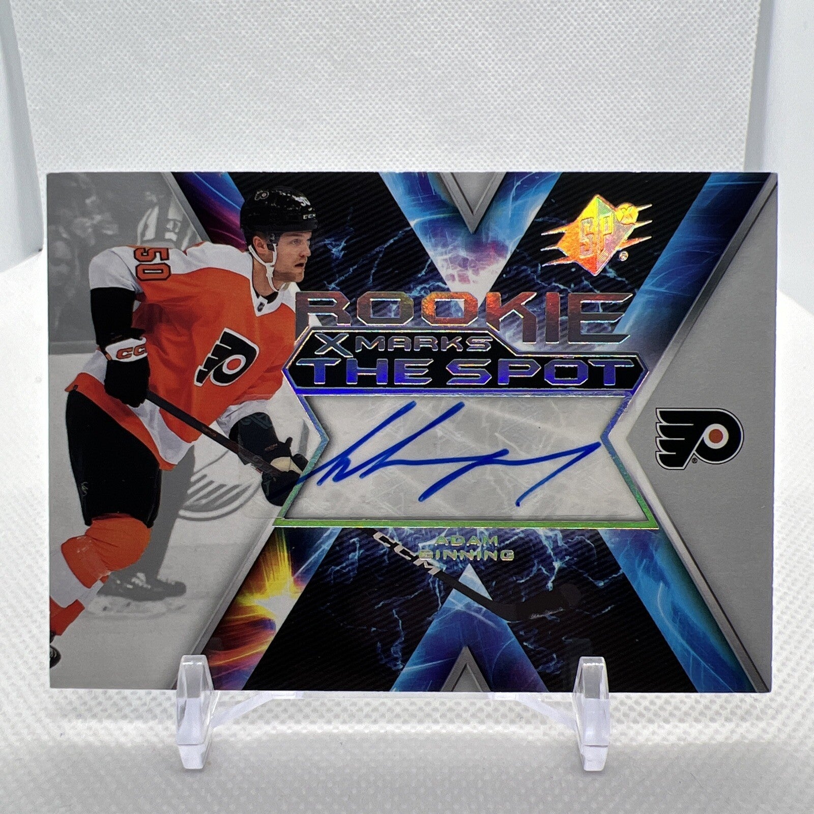 Adam Ginning 2023-24 SPx X-Marks The Spot Rookie Auto Philadelphia Flyers