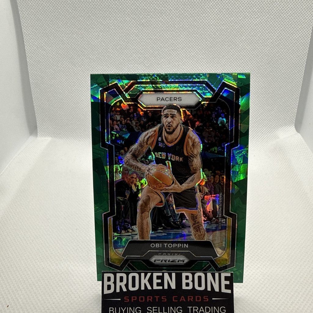 Obi Toppin 2023-24 Panini Prizm Green Cracked Ice SSP #249 Pacers
