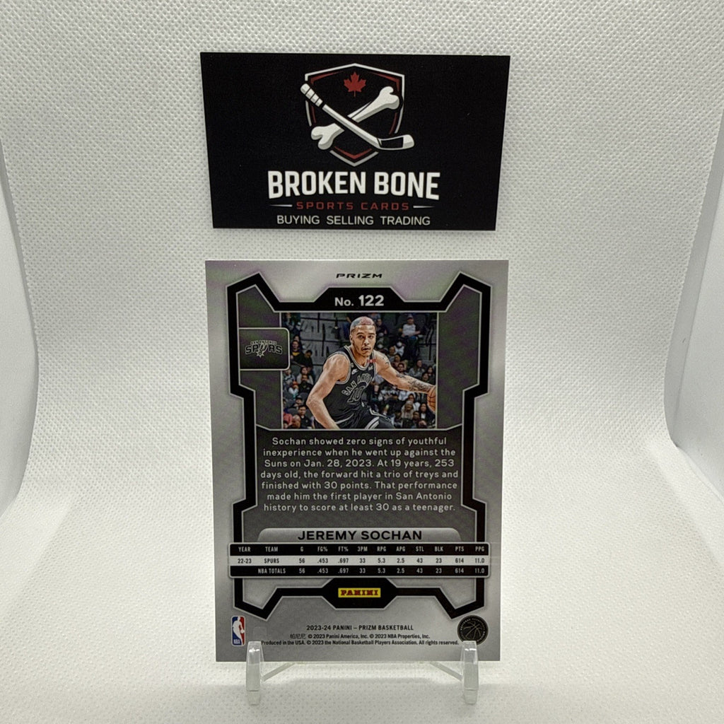 Jeremy Sochan 2023-24 Panini Prizm Green Cracked Ice SSP #122 Spurs