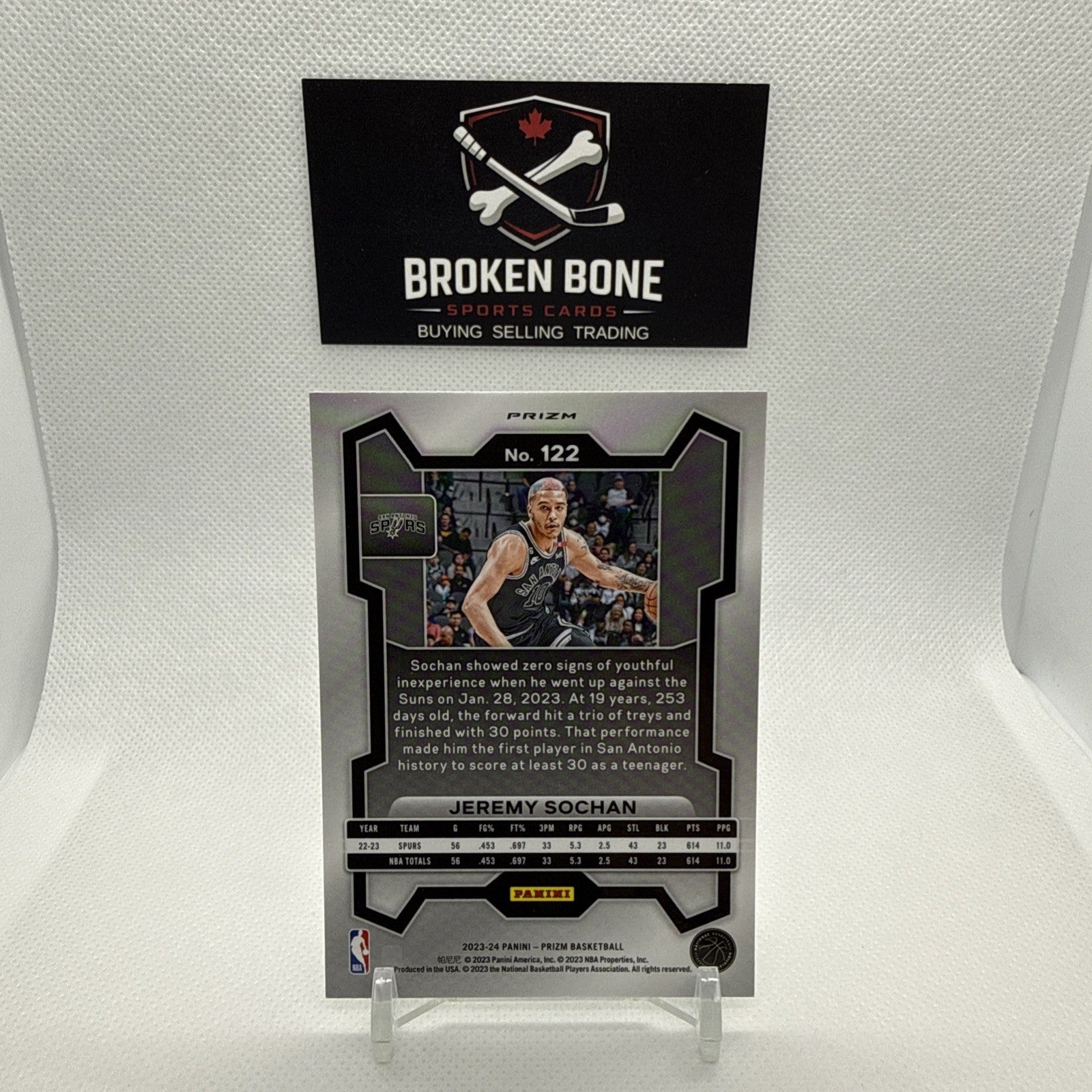 Jeremy Sochan 2023-24 Panini Prizm Green Cracked Ice SSP #122 Spurs