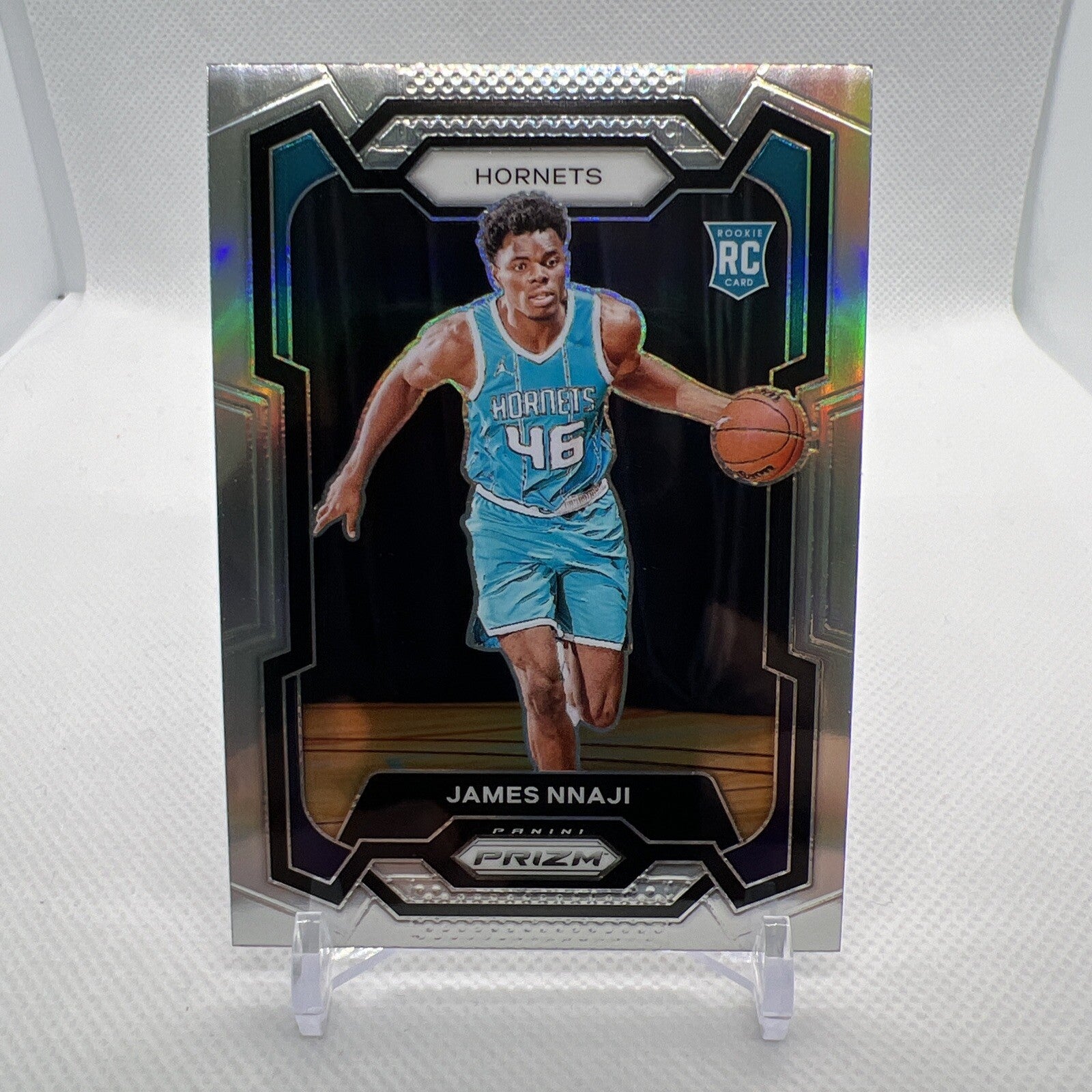 James Nnaji 2023-24 Panini Prizm Silver Prizm Rookie RC Charlotte Hornets