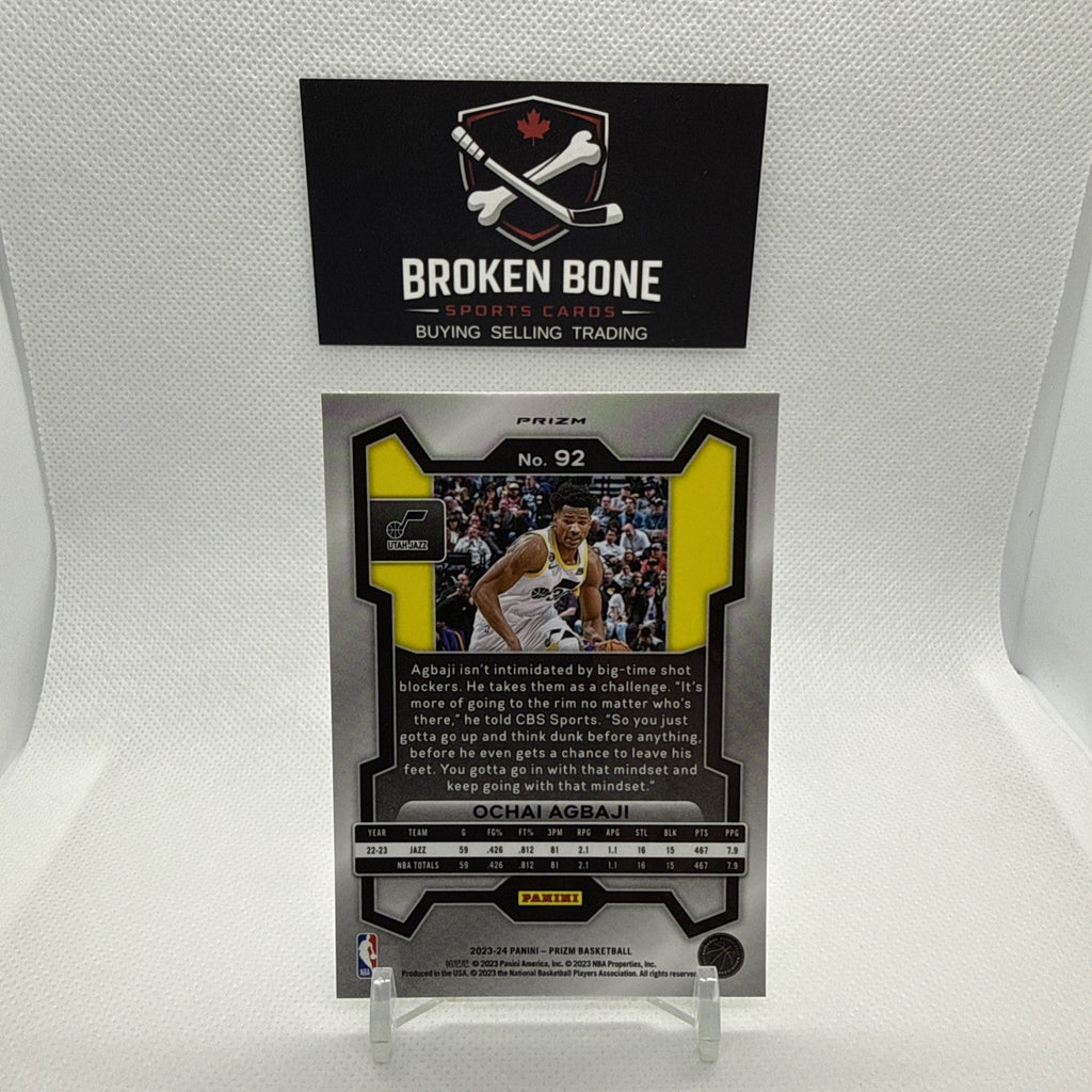 Ochai Agbaji 2023-24 Panini Prizm Green Cracked Ice SSP #92 Jazz