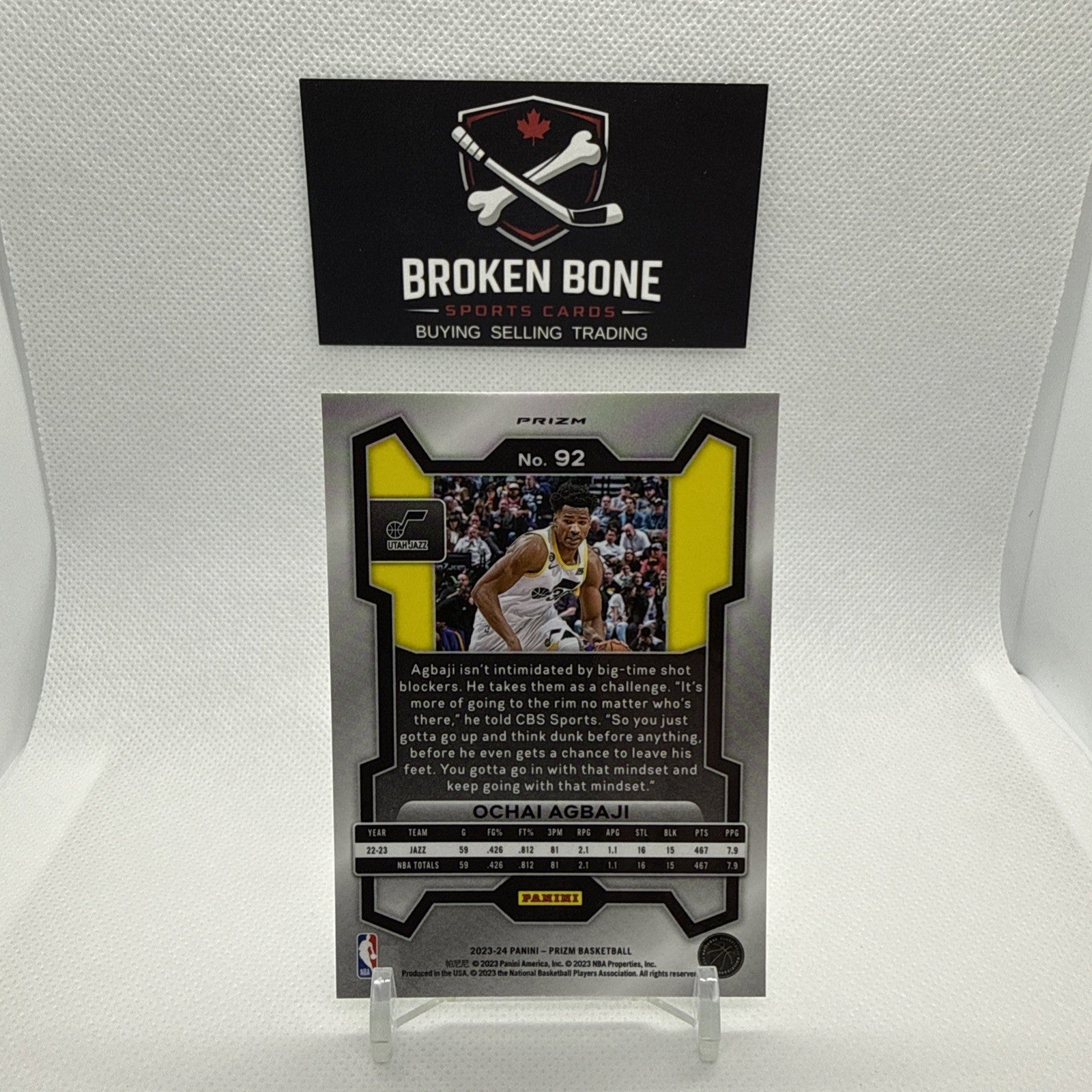 Ochai Agbaji 2023-24 Panini Prizm Green Cracked Ice SSP #92 Jazz