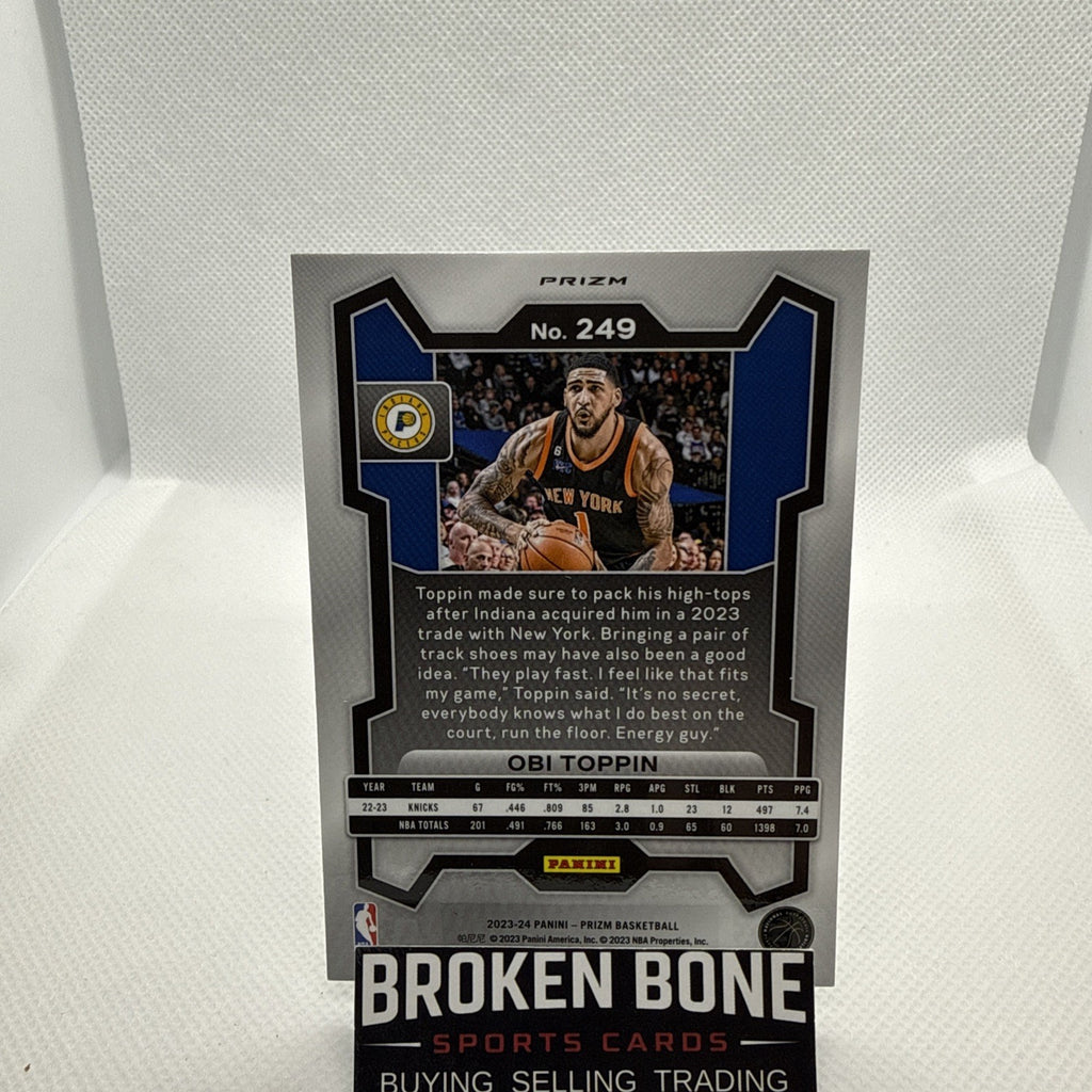 Obi Toppin 2023-24 Panini Prizm Green Cracked Ice SSP #249 Pacers