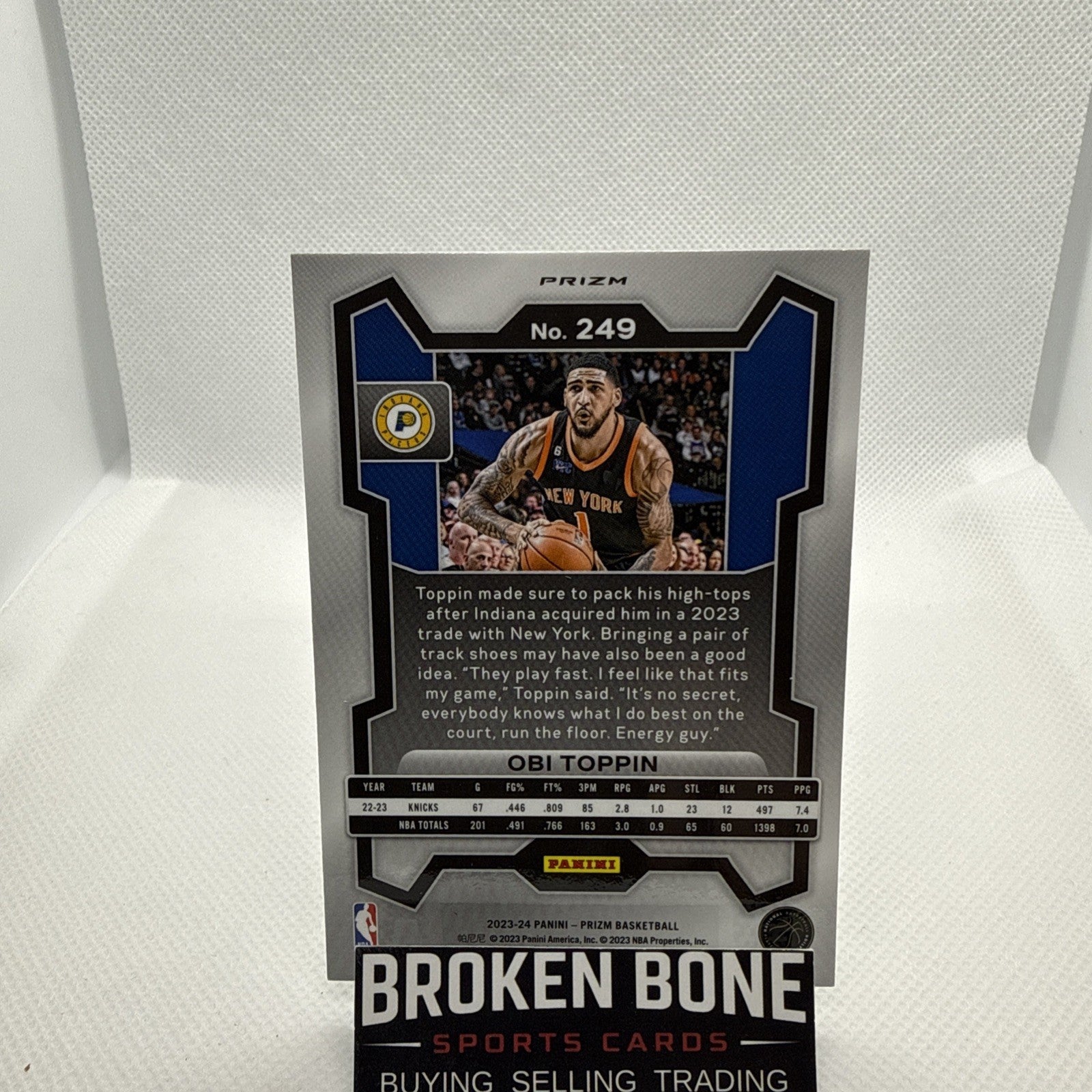 Obi Toppin 2023-24 Panini Prizm Green Cracked Ice SSP #249 Pacers