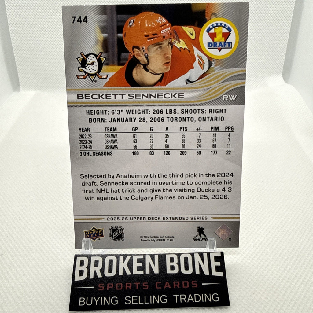 Beckett Sennecke 2025-26 Upper Deck 1st Round Draft Rookie Anaheim Ducks