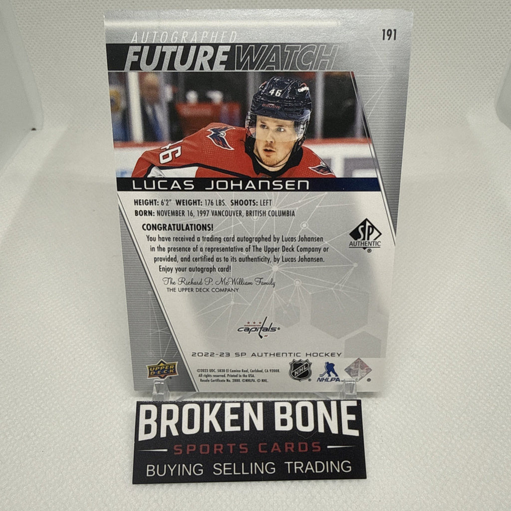 Lucas Johansen 2022-23 SP Authentic Future Watch Auto /999 Washington Capitals