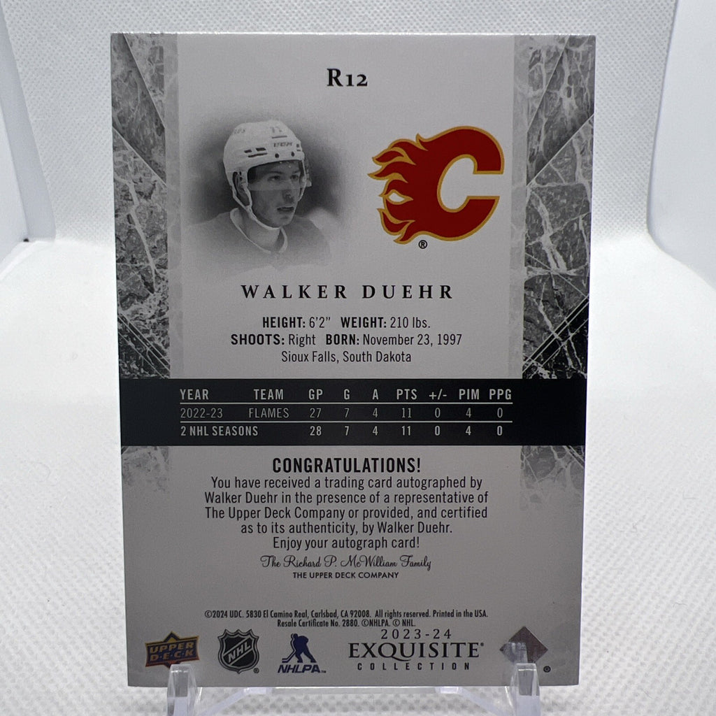 Walker Duehr 2023-24 Exquisite Collection Rookie Auto /99 Calgary Flames