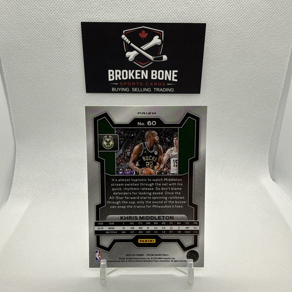 Khris Middleton 2023-24 Panini Prizm Green Cracked Ice SSP #60 Bucks