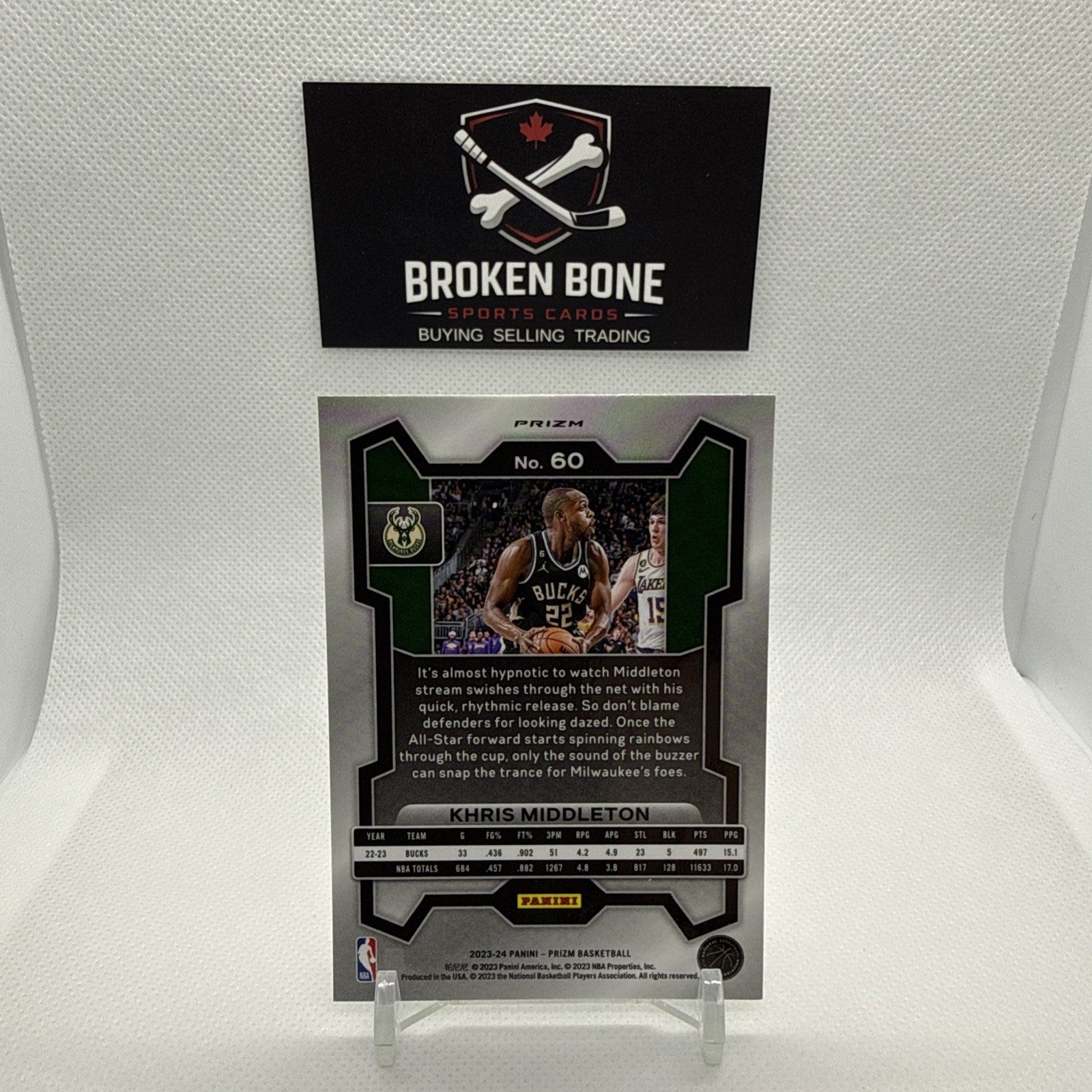Khris Middleton 2023-24 Panini Prizm Green Cracked Ice SSP #60 Bucks