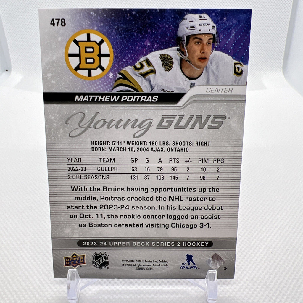 Matthew Poitras 2023-24 Upper Deck Young Guns Rookie Boston Bruins 2 RC