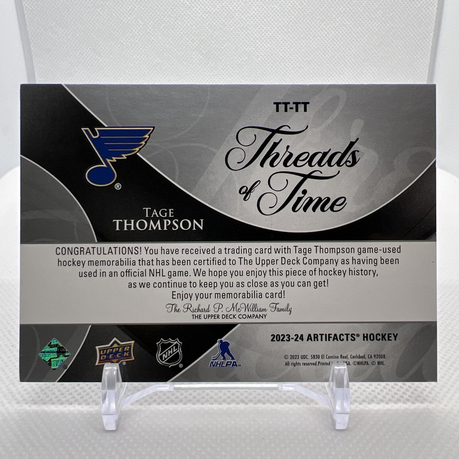 Tage Thompson 2023-24 Upper Deck Artifacts Threads of Time St. Louis Blues