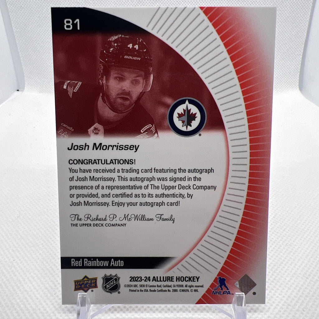 Josh Morrissey 2023-24 Allure Red Rainbow Auto Winnipeg Jets