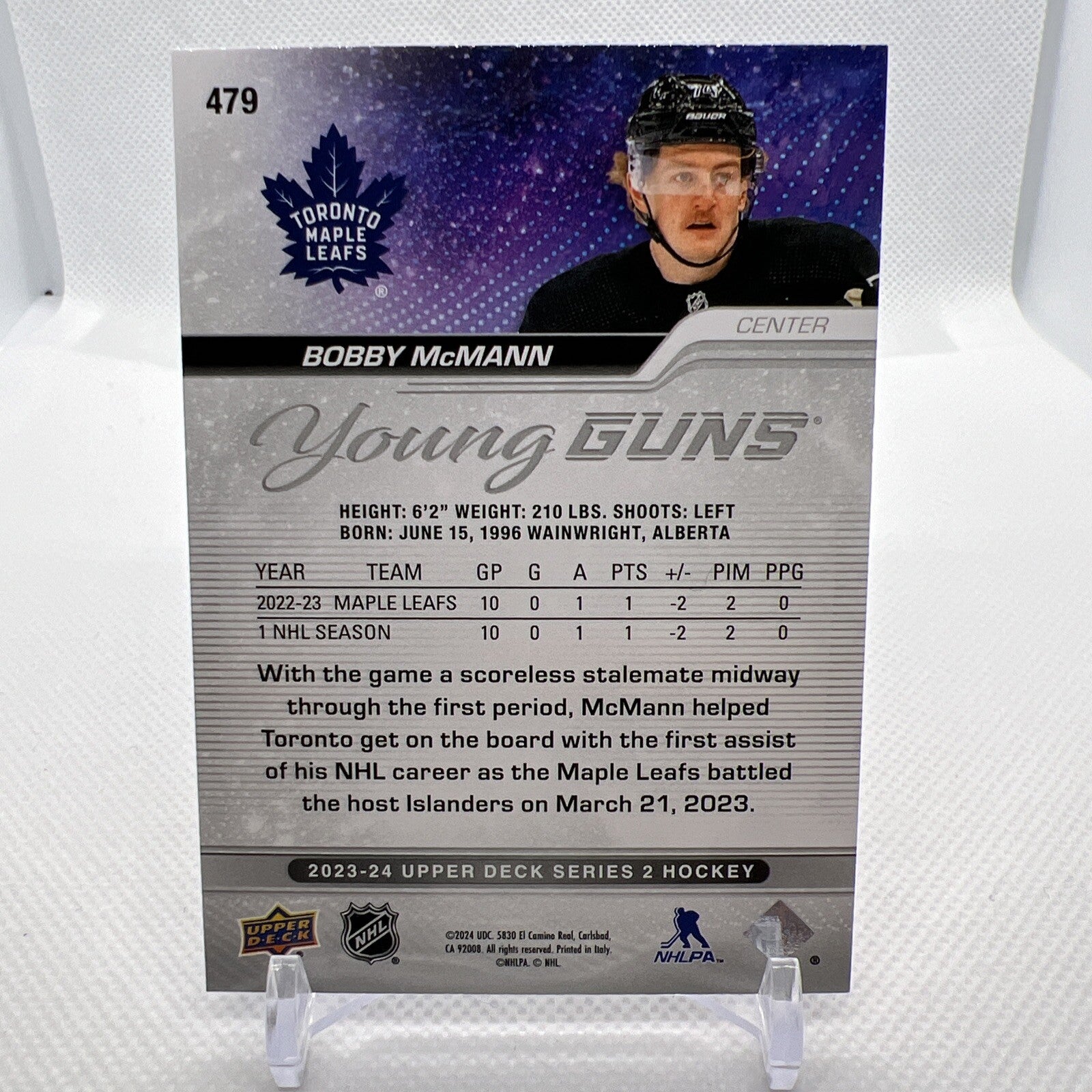 Bobby McMann 2023-24 Upper Deck Young Guns Rookie Toronto Maple Leafs 5 RC