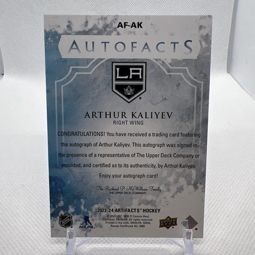 Arthur Kaliyev 2023-24 Upper Deck Artifacts Autofacts Autograph LA Kings