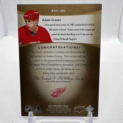 Adam Graves 2023-24 Upper Deck Artifacts Retro Auto-Facts Detroit Red Wings