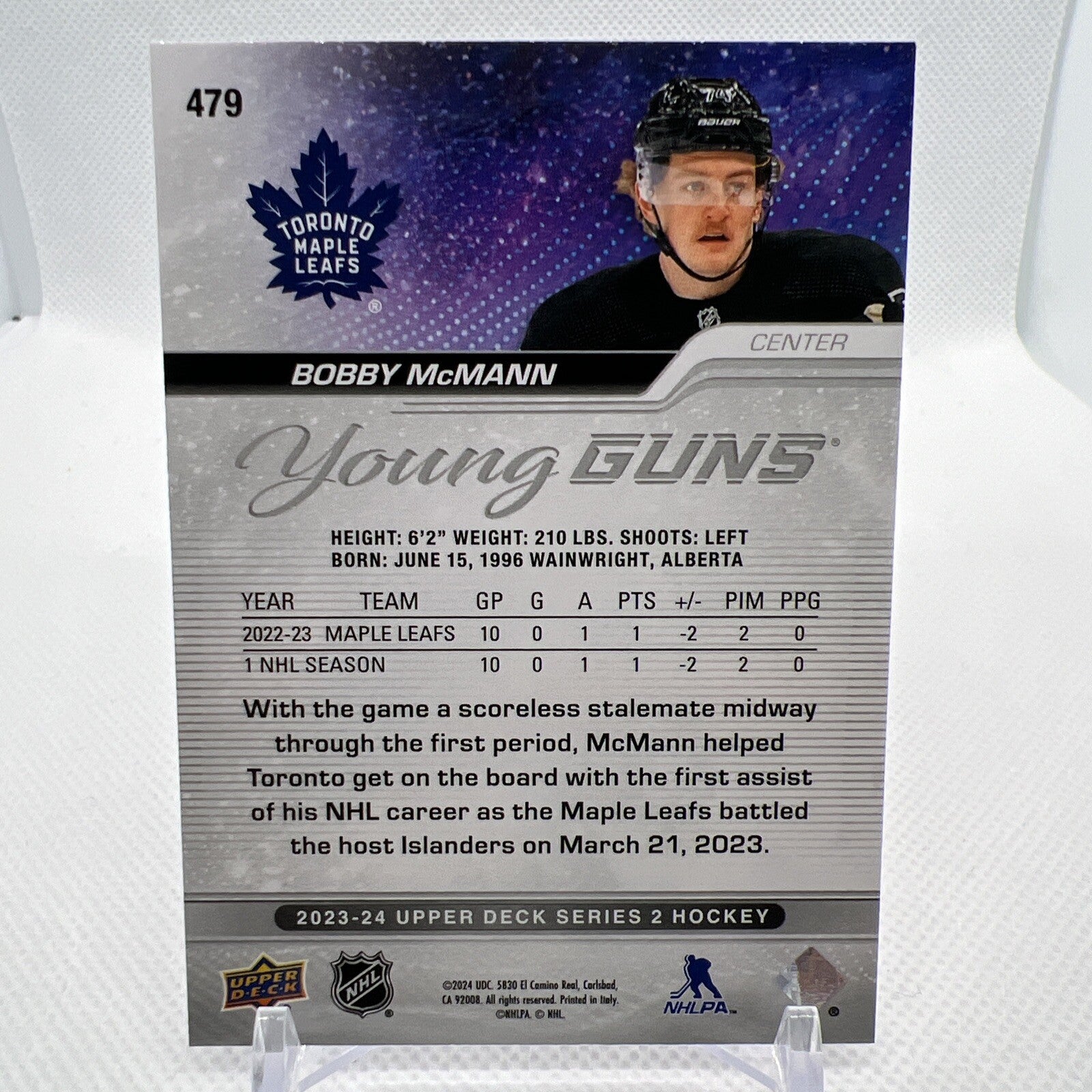 Bobby McMann 2023-24 Upper Deck Young Guns Rookie Toronto Maple Leafs RC
