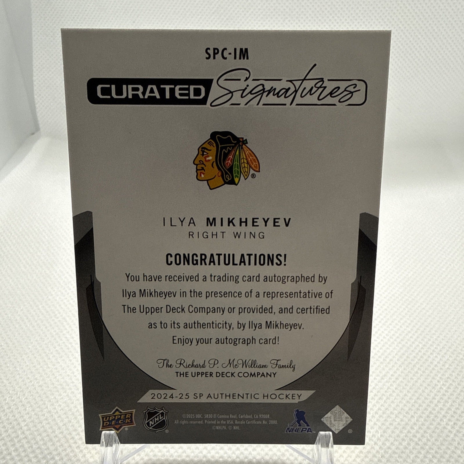 Ilya Mikheyev 2024-25 SP Authentic Curated Signatures /299 Chicago Blackhawks
