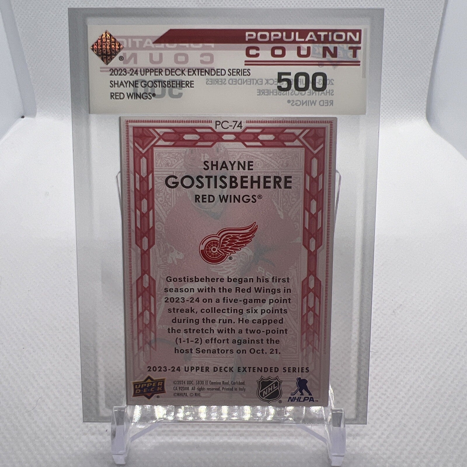 Shayne Gostisbehere 2023-24 Upper Deck Population Count 500 Detroit Redwings