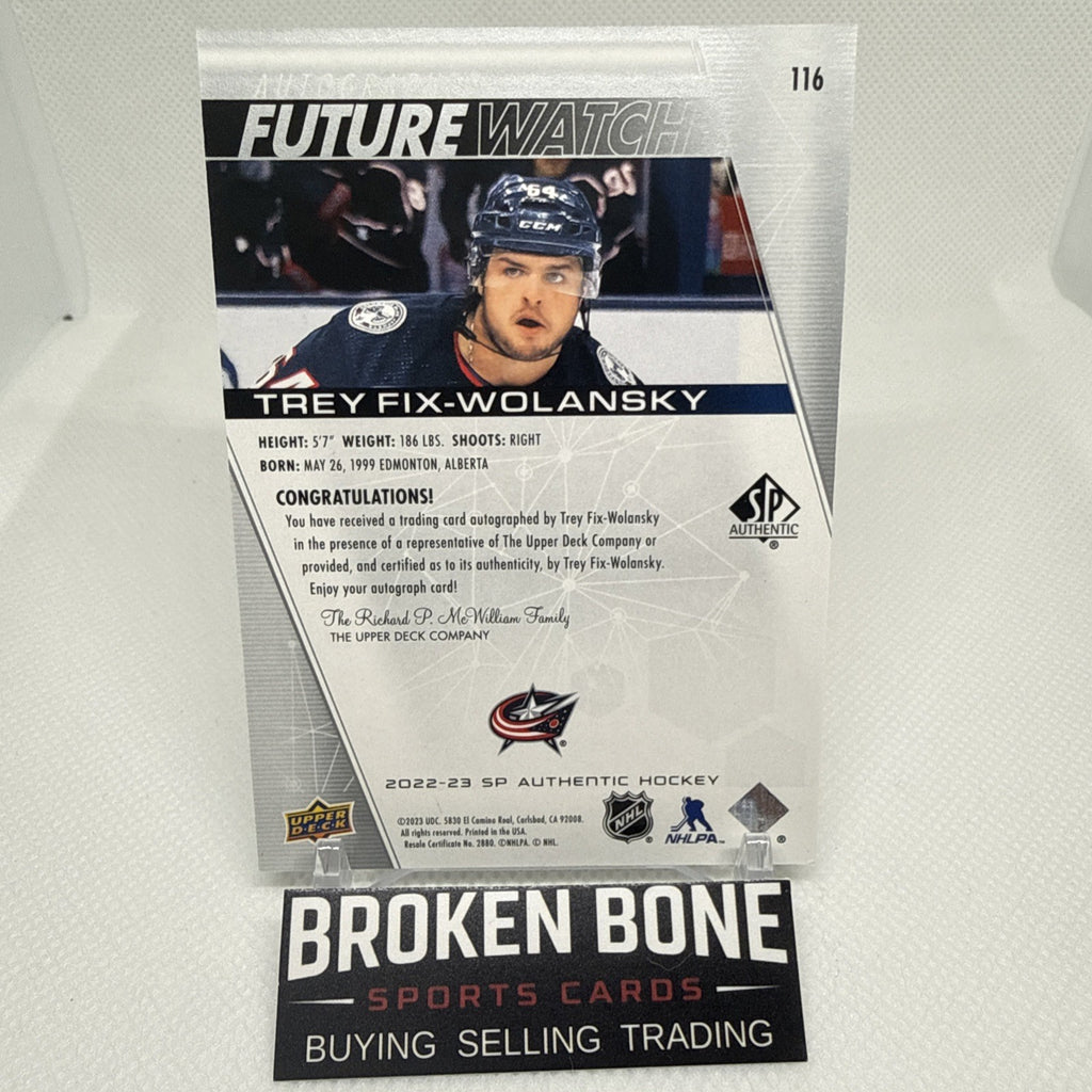Trey Fix-Wolansky 2022-23 SP Authentic Future Watch Auto /999 Blue Jackets