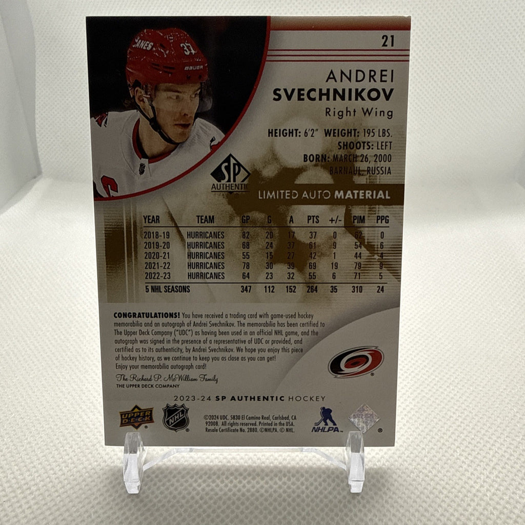 Andrei Svechnikov 2023-24 SP Authentic Limited Auto Material /50