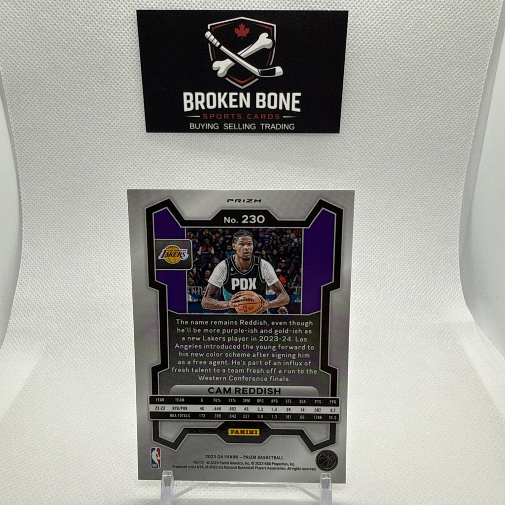 Cam Reddish 2023-24 Panini Prizm Green Cracked Ice SSP #230 Lakers