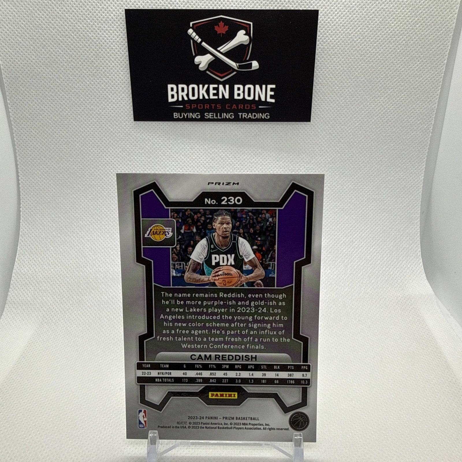 Cam Reddish 2023-24 Panini Prizm Green Cracked Ice SSP #230 Lakers