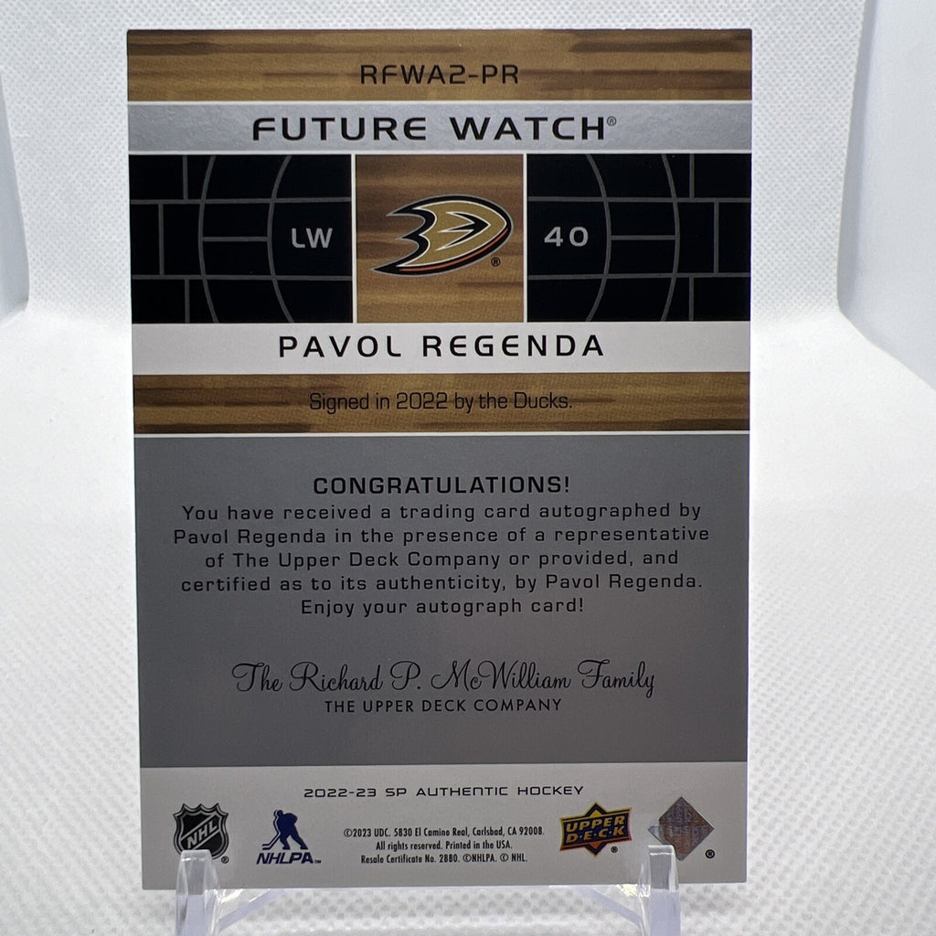 Pavel Regenda 2022-23 SP Authentic Retro Future Watch Auto /399 Anaheim Ducks