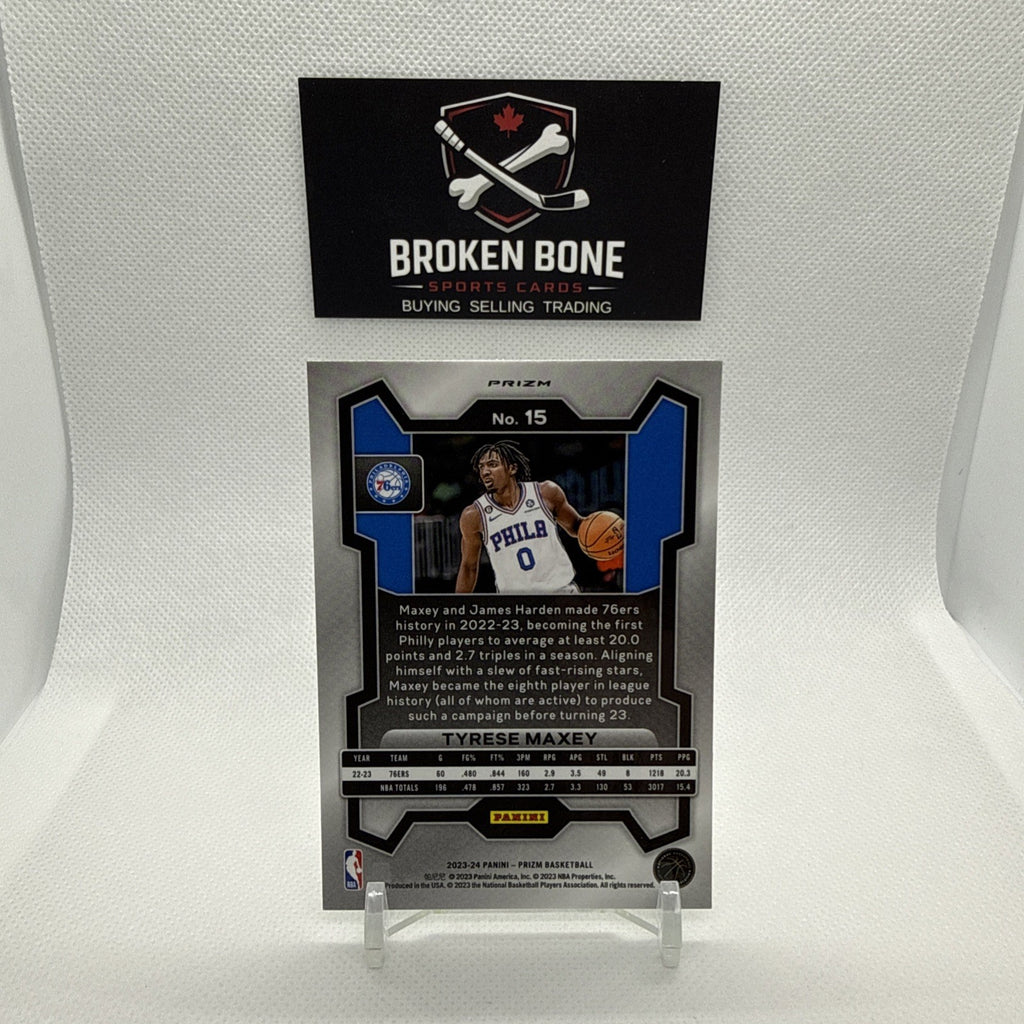 Tyrese Maxey 2023-24 Panini Prizm Green Cracked Ice SSP #15 76ers