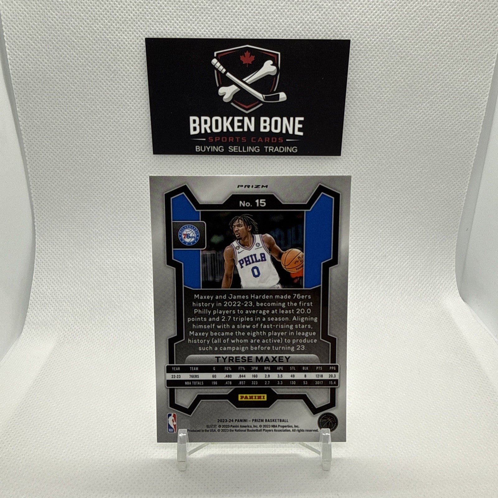 Tyrese Maxey 2023-24 Panini Prizm Green Cracked Ice SSP #15 76ers