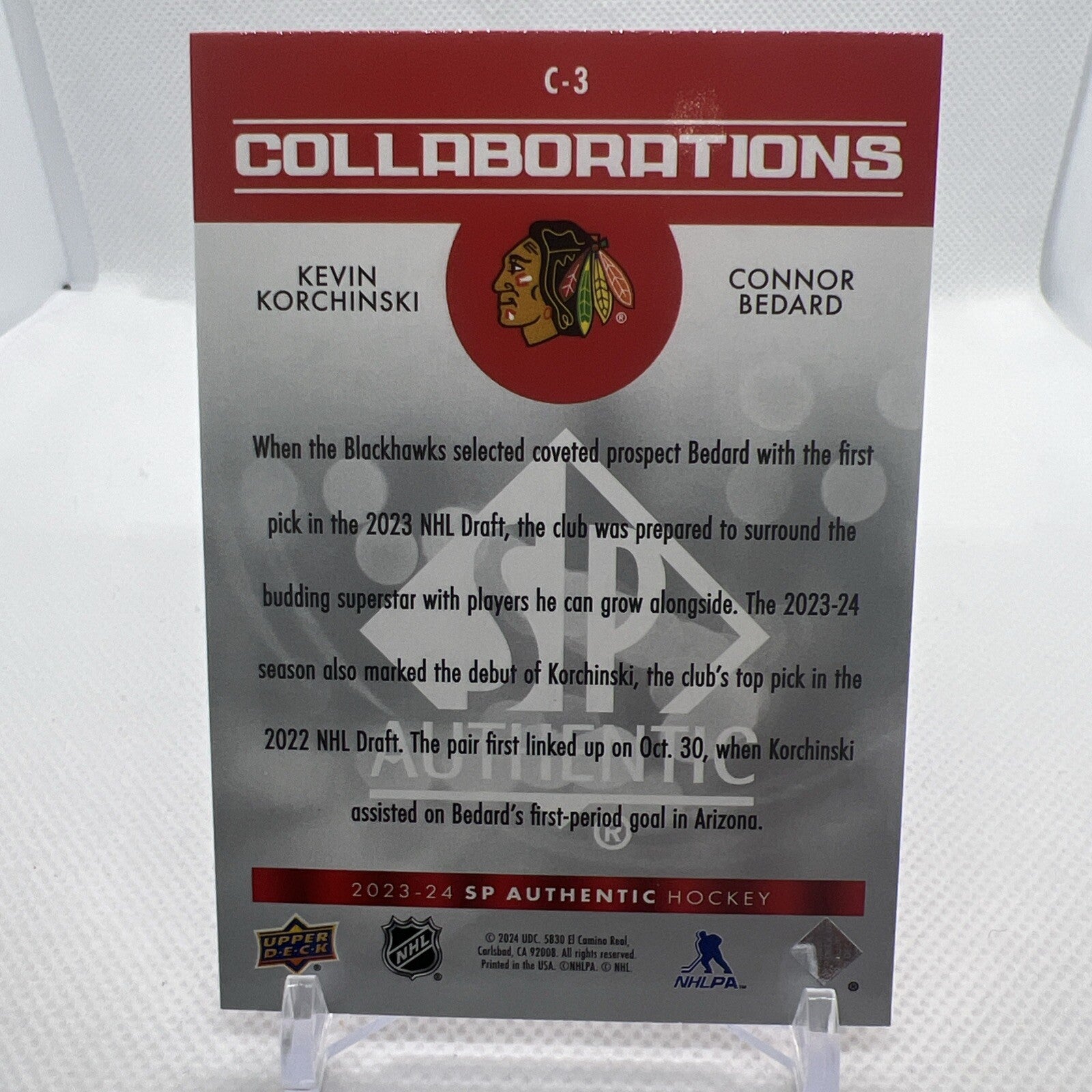 Connor Bedard Korchinski 2023-24 SP Authentic Collaborations Chicago Blackhawks