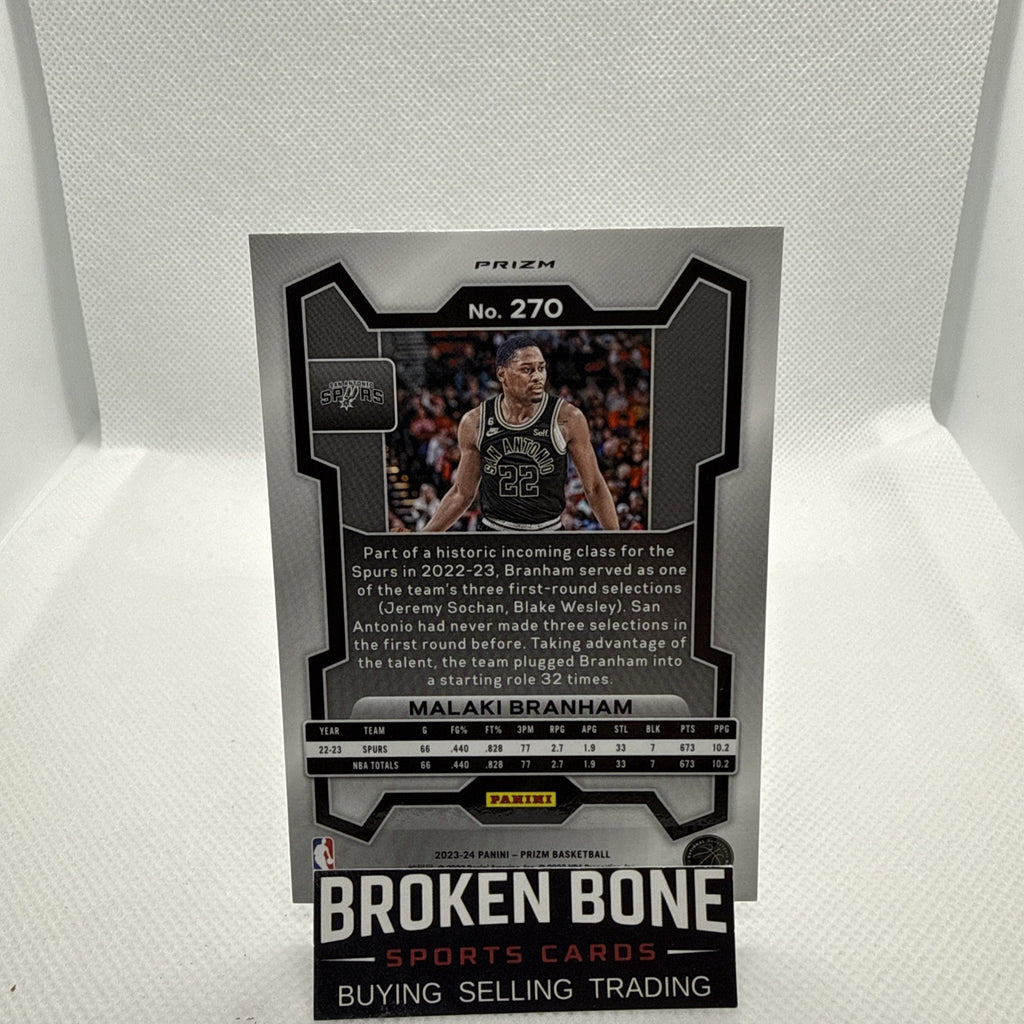 Malaki Branham 2023-24 Panini Prizm Green Cracked Ice SSP #270 Spurs